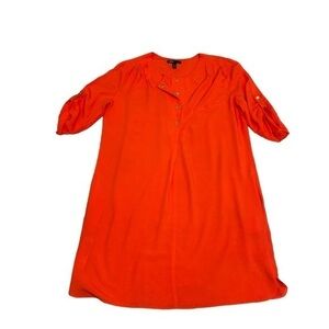 MNG Casual Coral Orange shift minimal summer dress sz 6 Resort Vacation Coverup‎